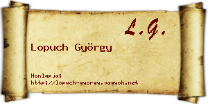 Lopuch György névjegykártya